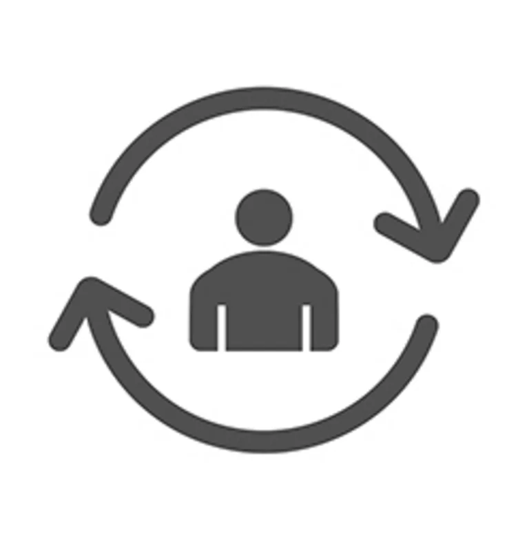 Refresh user sign, user profile icon. Vector illustration, flat design.